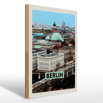 Cartel de madera viaje 30x40cm Berlín Alemania vista Berlín