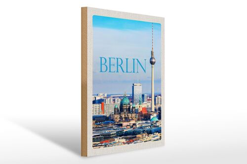 Holzschild Reise 30x40cm Berlin Deutschland Aussicht Stadt