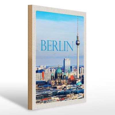 Cartel de madera viaje 30x40cm Berlín Alemania vista ciudad