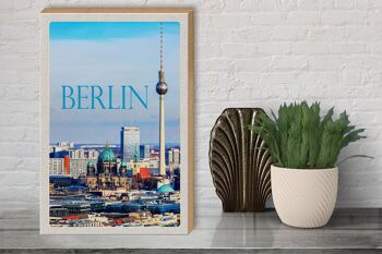 Panneau en bois voyage 30x40cm Berlin Allemagne vue ville 3