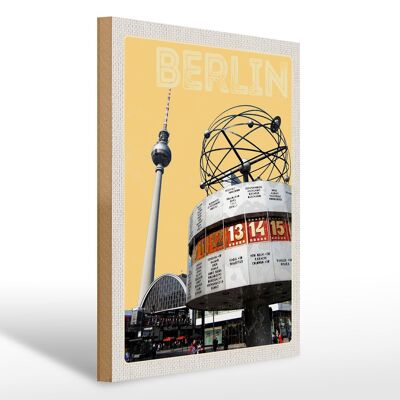 Cartel de madera viaje 30x40cm Plaza del centro de la ciudad de Berlín Alemania
