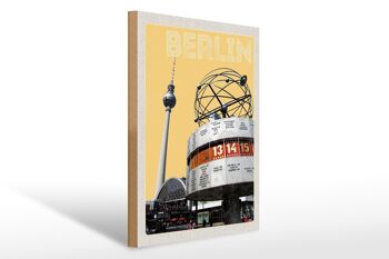 Panneau en bois Voyage 30x40cm Place du centre-ville de Berlin Allemagne 1