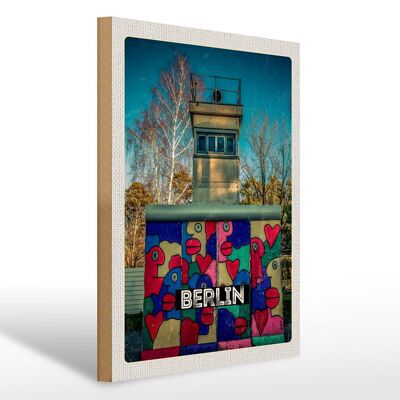 Cartello in legno da viaggio 30x40 cm Berlino Germania dipinto colorato