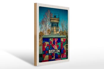 Panneau en bois voyage 30x40cm Berlin Allemagne peinture colorée 1