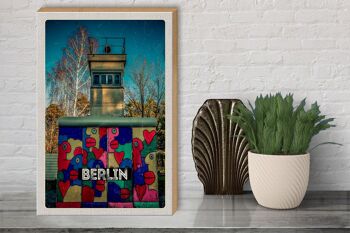 Panneau en bois voyage 30x40cm Berlin Allemagne peinture colorée 3