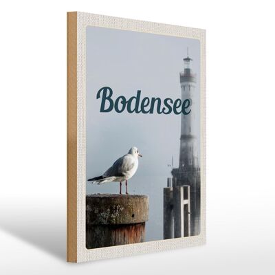 Wooden sign travel 30x40cm Lake Constance Germany lighthouse