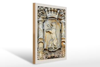 Panneau en bois voyage 30x40cm Berlin Allemagne sculpture armoiries 1