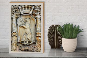 Panneau en bois voyage 30x40cm Berlin Allemagne sculpture armoiries 3