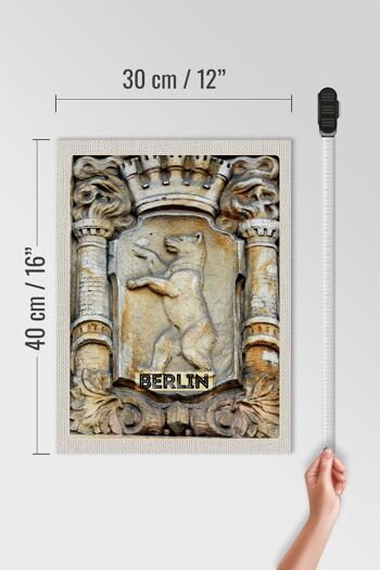 Panneau en bois voyage 30x40cm Berlin Allemagne sculpture armoiries 4