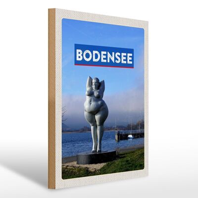 Holzschild Reise 30x40cm Bodensee Deutschland Skulptur Ufer