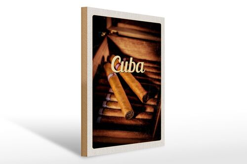 Holzschild Reise 30x40cm Cuba Karibik Kubanische Zigarette