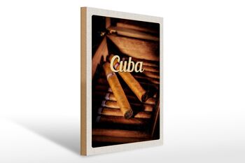 Panneau en bois voyage 30x40cm Cuba Caraïbes cigarette cubaine 1