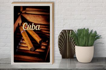 Panneau en bois voyage 30x40cm Cuba Caraïbes cigarette cubaine 3