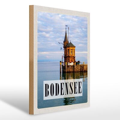 Holzschild Reise 30x40cm Bodensee Deutschland Haus See