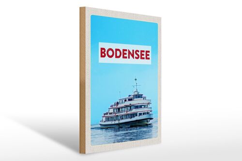 Holzschild Reise 30x40cm Bodensee Deutschland Schiff auf See