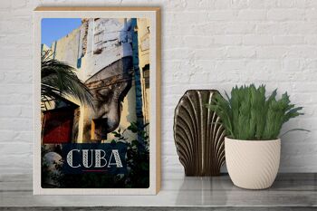 Panneau en bois voyage 30x40cm Cuba Caraïbes peinture sur mur de maison 3