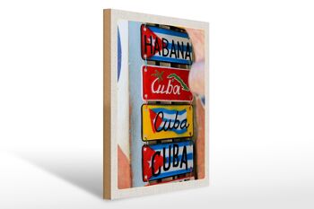 Panneau en bois voyage 30x40cm Cuba Caraïbes Habana destination de voyage 1