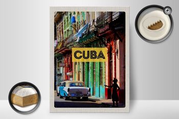 Panneau en bois voyage 30x40cm Cuba Caraïbes voiture vintage maison ruelle 2