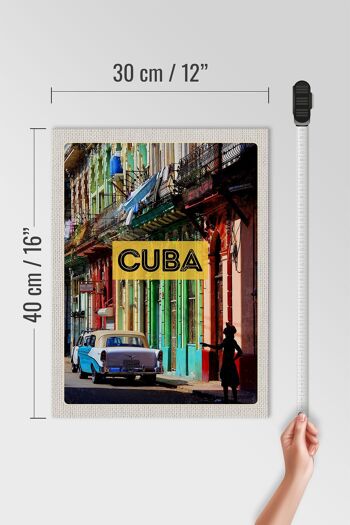Panneau en bois voyage 30x40cm Cuba Caraïbes voiture vintage maison ruelle 4