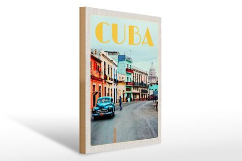 Holzschild Reise 30x40cm Cuba Karibik Stadtzentrum Stadt