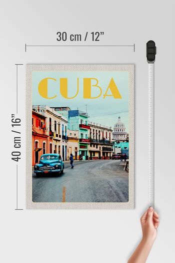 Panneau en bois voyage 30x40cm Cuba Caraïbes centre ville ville 4