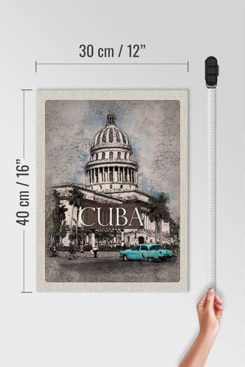 Panneau en bois voyage 30x40cm Cuba Caraïbes peinture voiture vintage 4