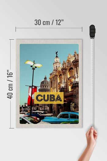 Panneau en bois voyage 30x40cm Cuba Caraïbes centre ville vacances 4