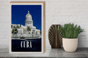 Panneau en bois voyage 30x40cm Cuba Caraïbes Capitole bois 3