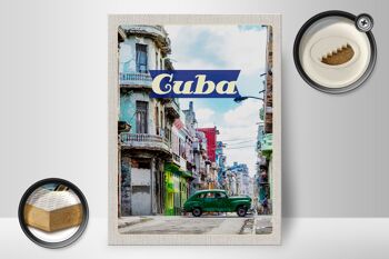 Panneau en bois voyage 30x40cm Cuba Caraïbes peinture vacances 2