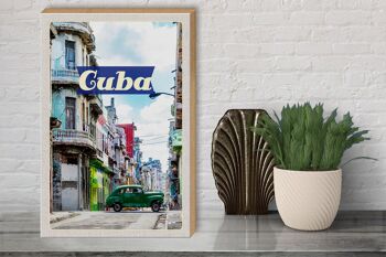 Panneau en bois voyage 30x40cm Cuba Caraïbes peinture vacances 3