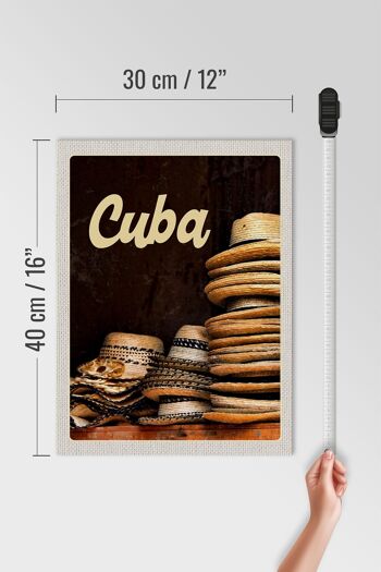 Panneau en bois voyage 30x40cm Cuba Caraïbes vente de chapeau 4