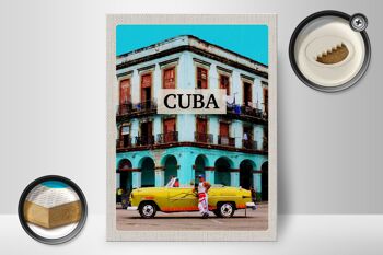 Panneau en bois voyage 30x40cm Cuba Caraïbes maison voiture vintage 2