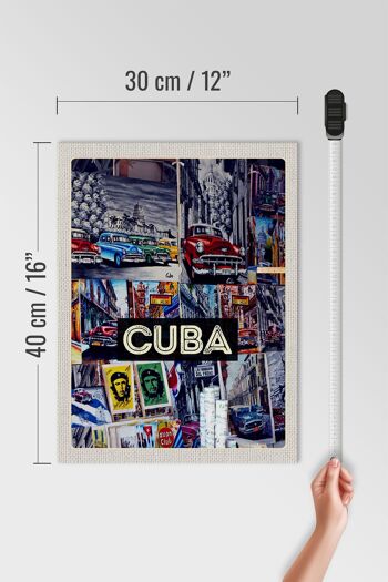 Panneau en bois voyage 30x40cm Cuba Caraïbes liberté ville peinture 4