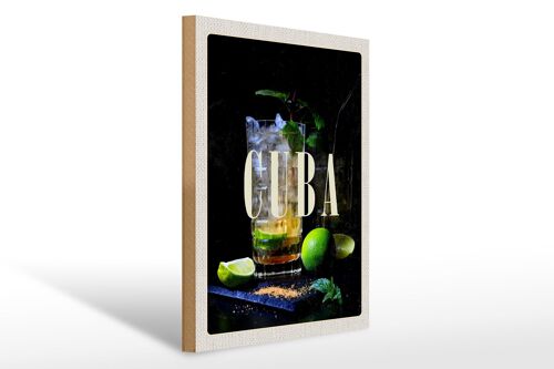 Holzschild Reise 30x40cm Cuba Karibik Cocktail Limette