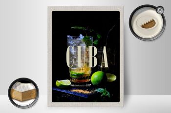 Panneau en bois voyage 30x40cm Cuba Caraïbes Cocktail Lime 2