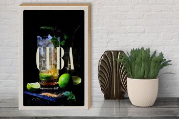 Panneau en bois voyage 30x40cm Cuba Caraïbes Cocktail Lime 3