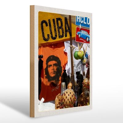 Cartello da viaggio in legno 30x40 cm Cuba Caraibi Che Guevara Havana Club