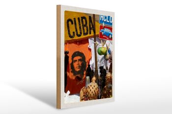 Panneau en bois voyage 30x40cm Cuba Caraïbes Che Guevara Havana Club 1