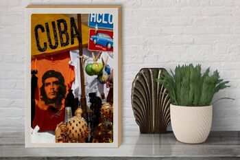 Panneau en bois voyage 30x40cm Cuba Caraïbes Che Guevara Havana Club 3