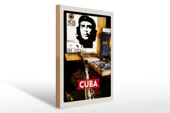 Panneau en bois voyage 30x40cm Cuba Caraïbes Che Guevara Démocratie 1