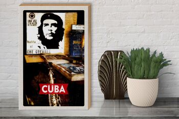 Panneau en bois voyage 30x40cm Cuba Caraïbes Che Guevara Démocratie 3