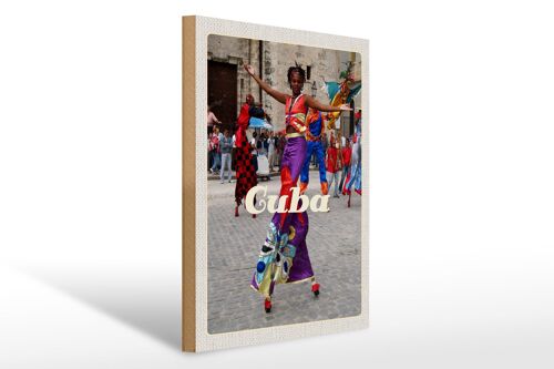 Holzschild Reise 30x40cm Cuba Karibik Afro Tanz Festival bunt
