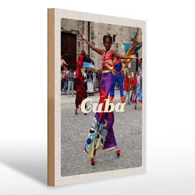 Cartel de madera viaje 30x40cm Cuba Caribe Festival de Danza Afro colorido