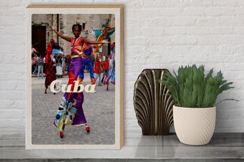 Panneau en bois voyage 30x40cm Cuba Caribbean Afro Dance Festival coloré 3