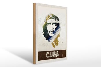 Panneau en bois voyage 30x40cm Cuba Caraïbes Che Guevara Paix 1