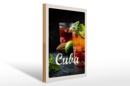 Holzschild Reise 30x40cm Cuba Karibik Cocktail Limette Minze