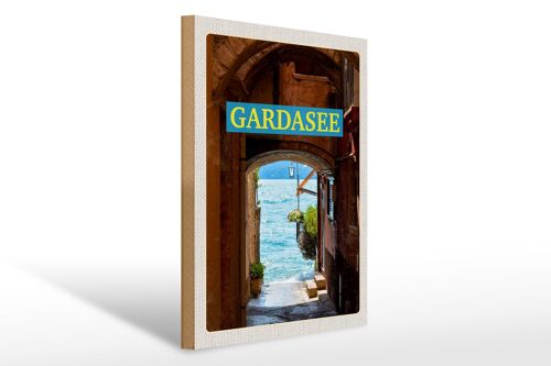 Holzschild Reise 30x40cm Gardasee Italien See Urlaub Sommer
