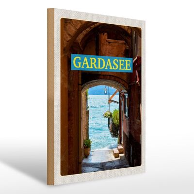 Cartello in legno da viaggio 30x40cm Lago di Garda Italia vacanza al lago estate