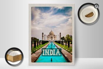 Panneau en bois voyage 30x40cm Inde Taj Mahal Agra Garden 2