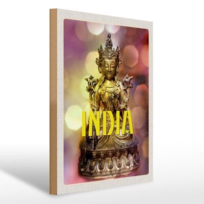 Cartel de madera viaje 30x40cm India escultura Shiva madera